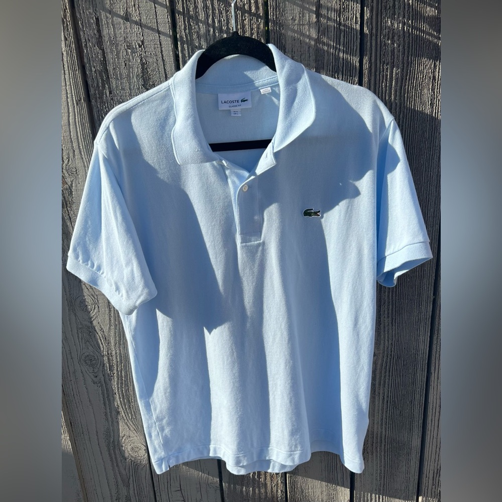 Authentic Lacoste Light Blue Regular Fit Pique Polo Shirt.